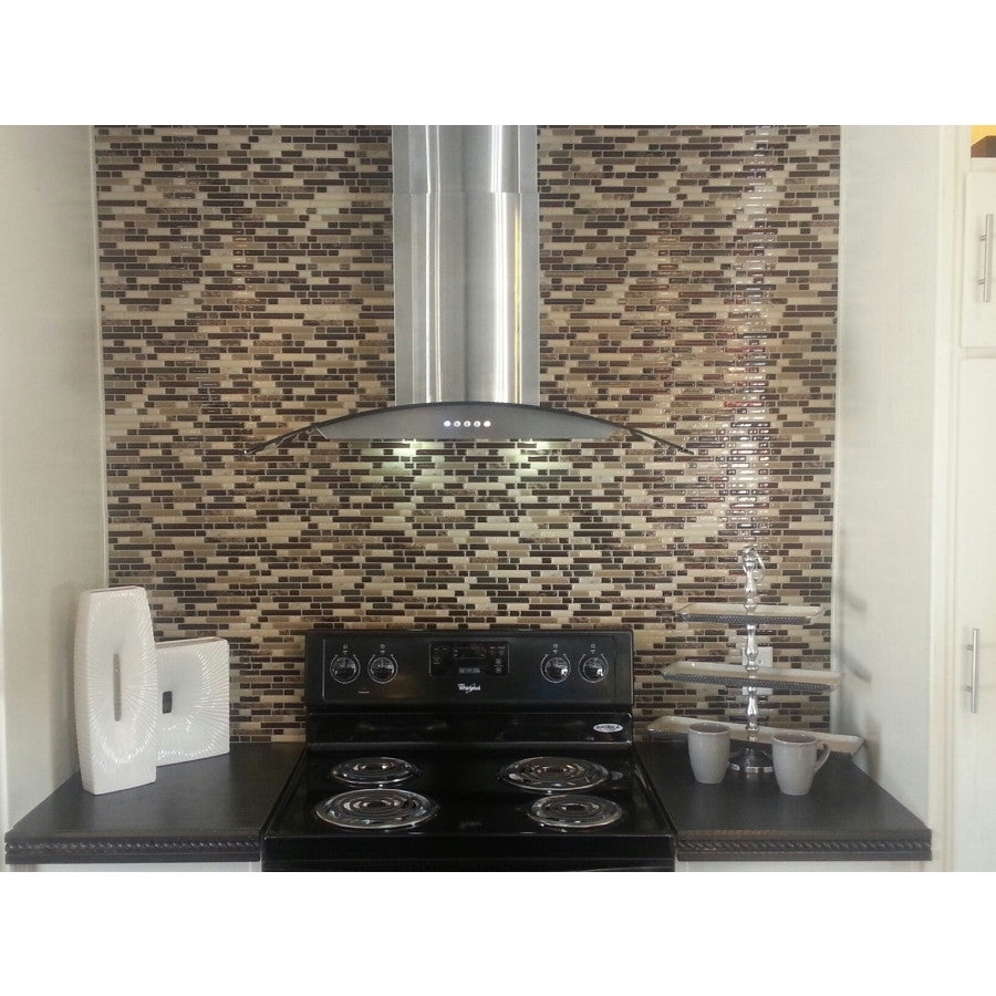 Smart Tiles SM1034-6 Wall Tile, 10.2 in L, 9.1 in W, 3/4 in Thick, Composite Vinyl, Brown, Gloss