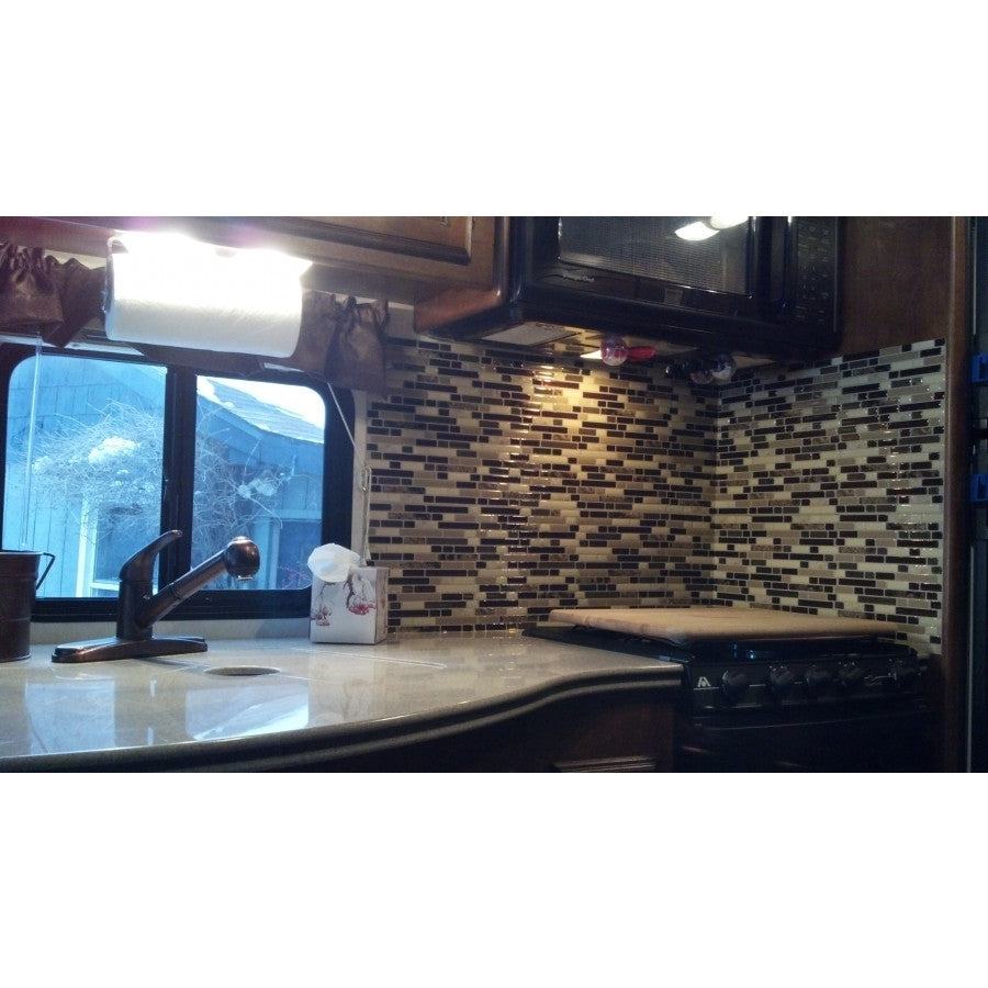 Smart Tiles SM1034-6 Wall Tile, 10.2 in L, 9.1 in W, 3/4 in Thick, Composite Vinyl, Brown, Gloss