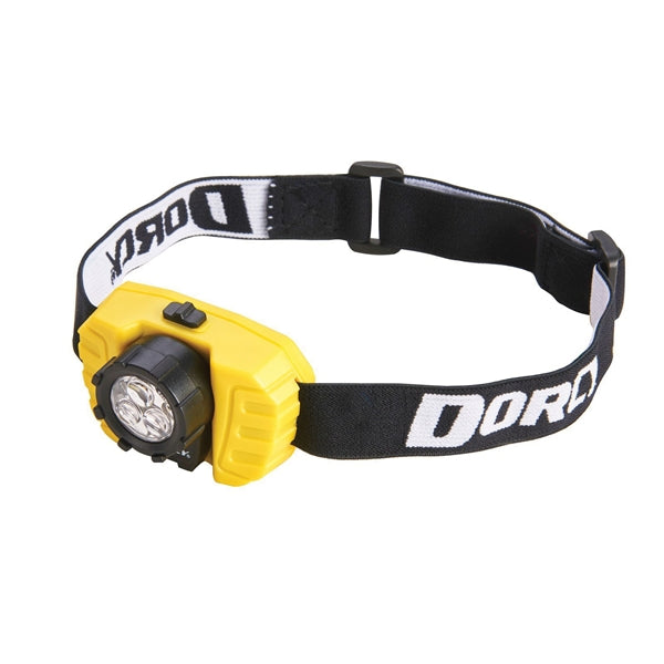 Dorcy 41-2099 Compact Headlight, AAA Battery, LED Lamp, 50 Lumens, 15 m Beam Distance, 70 hr Run Time, Yellow