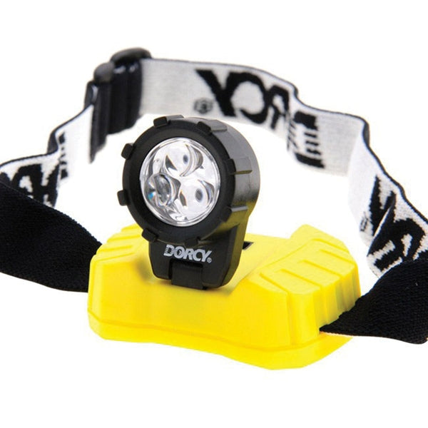 Dorcy 41-2099 Compact Headlight, AAA Battery, LED Lamp, 50 Lumens, 15 m Beam Distance, 70 hr Run Time, Yellow