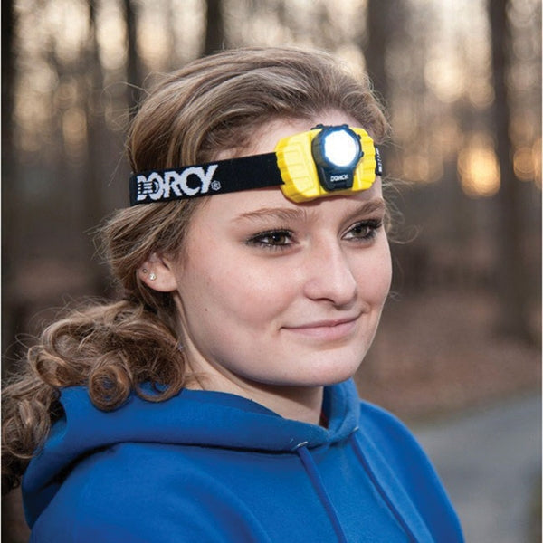 Dorcy 41-2099 Compact Headlight, AAA Battery, LED Lamp, 50 Lumens, 15 m Beam Distance, 70 hr Run Time, Yellow