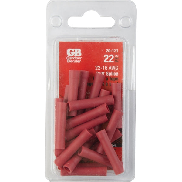 GB 20-121 Butt Splice Connector, 600 V, 22 to 18 AWG Wire, Red