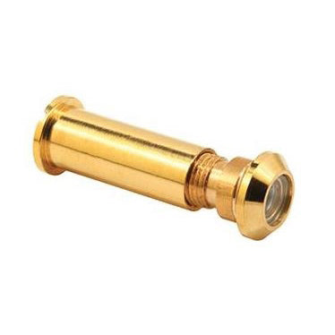 Defender Security U 9983 Door Viewer, 160 deg Viewing, 1-5/16 to 2-1/8 in Thick Door, Solid Brass, Brass