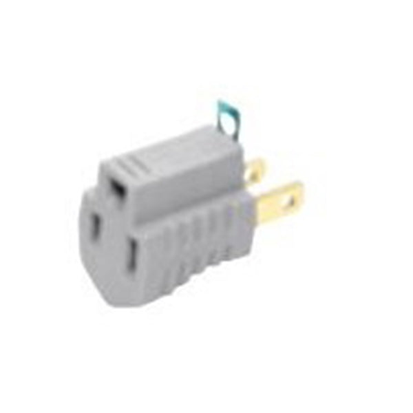 Eaton Wiring Devices BP419GY15 Outlet Adapter with Grounding Lug, 2 -Pole, 15 A, 125 V, NEMA: NEMA 1-15 to 5-15