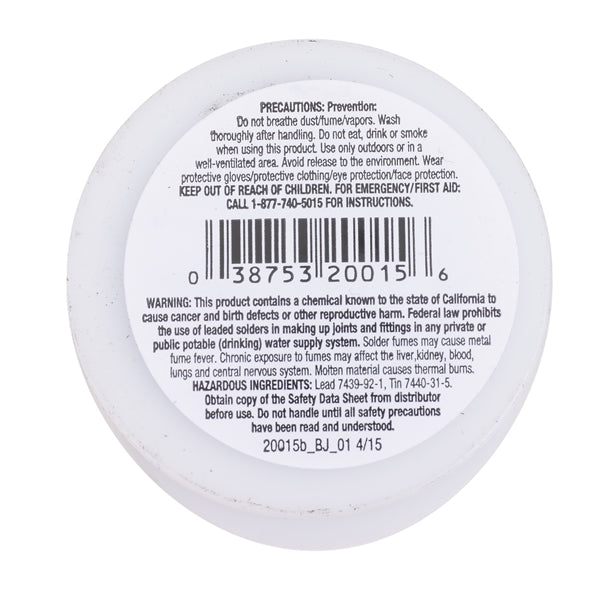 Oatey 20015 Leaded Solder, 1 lb, Solid, Silver, 361 to 421 deg F Melting Point