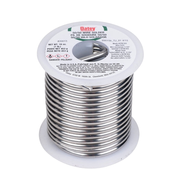 Oatey 20015 Leaded Solder, 1 lb, Solid, Silver, 361 to 421 deg F Melting Point