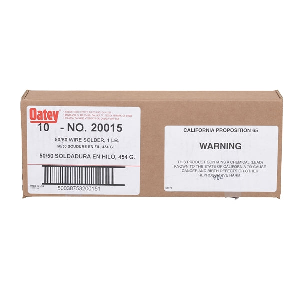 Oatey 20015 Leaded Solder, 1 lb, Solid, Silver, 361 to 421 deg F Melting Point
