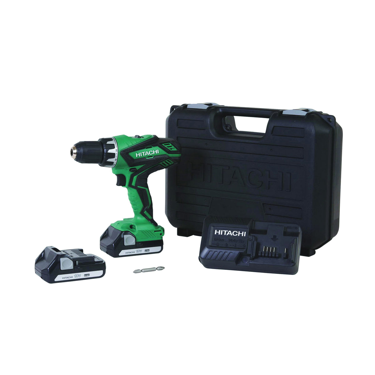 HITACHI DS18DGL Drill/Driver, Battery Included, 18 V, 1/2 in Chuck, Keyless Chuck