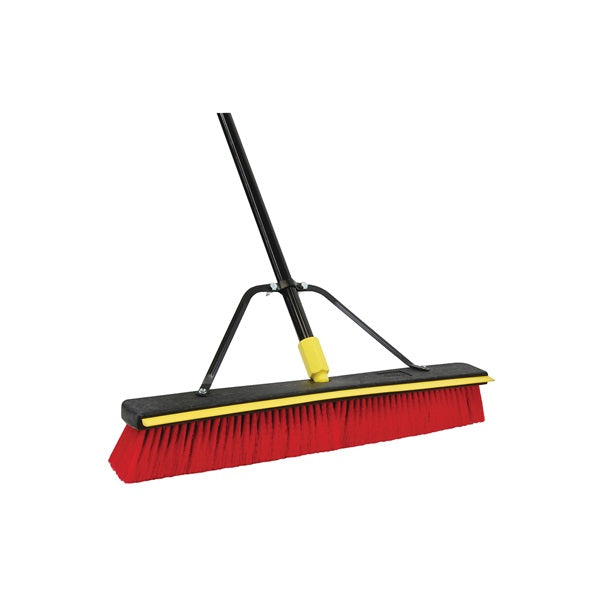 Quickie 00635SU Push Broom, 24 in Sweep Face, Poly Fiber Bristle, Steel Handle