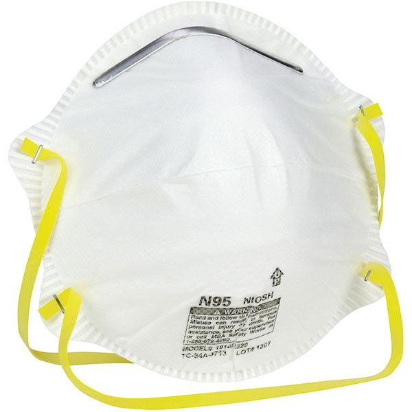SAFETY WORKS 10102481 Dust Disposable Respirator, One-Size Mask, N95 Filter Class, 95 % Filter Efficiency, White