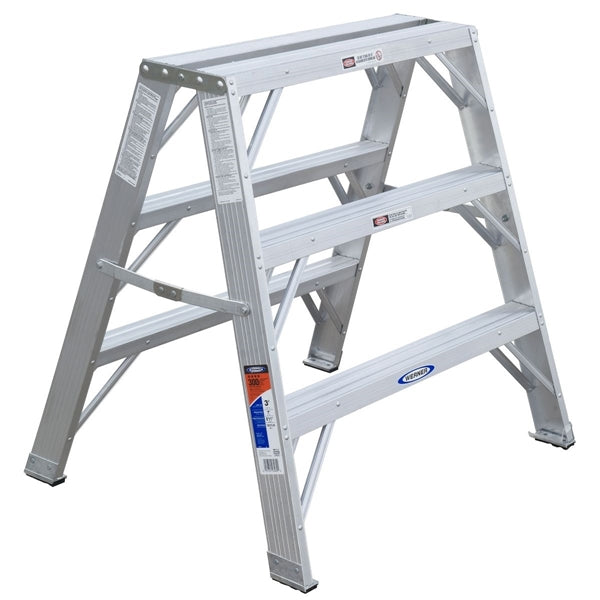 WERNER TW373-30 Work Step Ladder, 3 ft H, Type IA Duty Rating, Aluminum, 300 lb