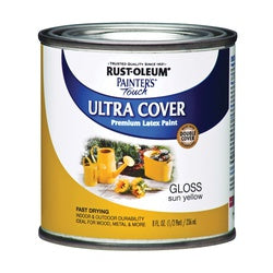 Painter's Touch Ultra Cover 1945730 Interior Paint, Gloss, Sun Yellow, 0.5 pt, Can, Resists: Chip, Fade, Water Base