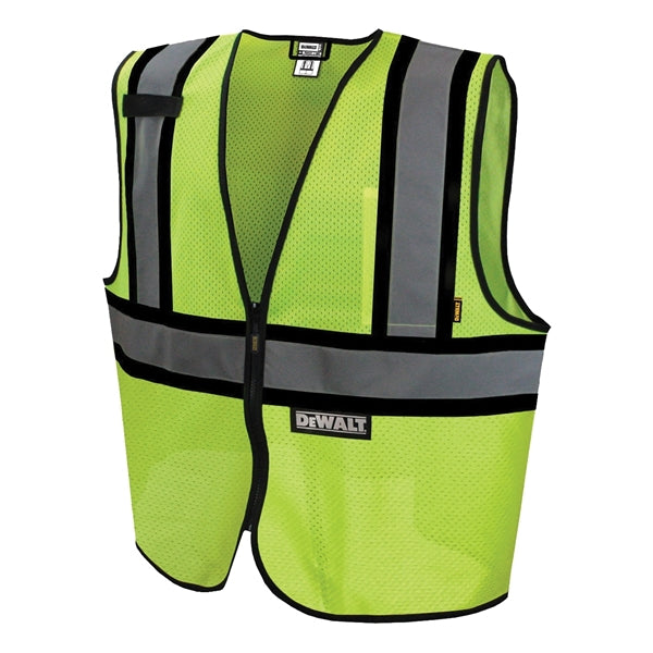 DeWALT DSV221-XL Economical Safety Vest, XL, Polyester, Green, Zipper Closure