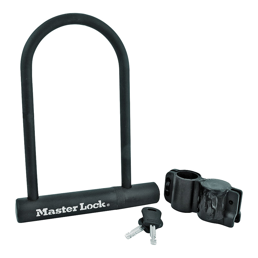 Master Lock 8170D U-Lock, Keyed Different Key, 1/2 in Dia Shackle, Steel Body, 6-1/8 in W Body