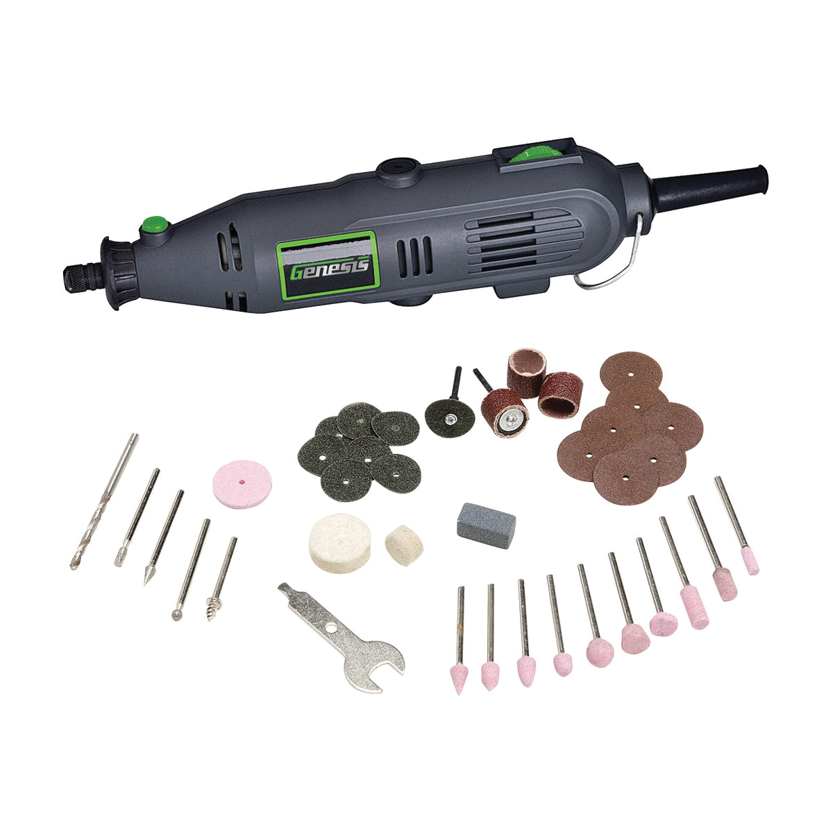 Genesis GRT2103-40 Rotary Tool, 1 A, 1/8 in Chuck, Keyless Chuck, 8000 to 30,000 rpm Speed
