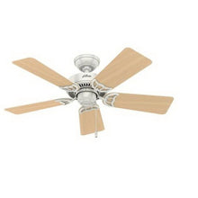 Load image into Gallery viewer, Hunter Southern Breeze Series 51010 Ceiling Fan, 5-Blade, Bleached Oak/White Blade, 42 in Sweep, Fiberboard Blade
