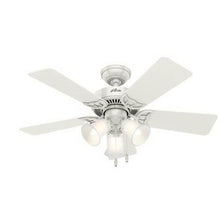 Load image into Gallery viewer, Hunter Southern Breeze Series 51010 Ceiling Fan, 5-Blade, Bleached Oak/White Blade, 42 in Sweep, Fiberboard Blade
