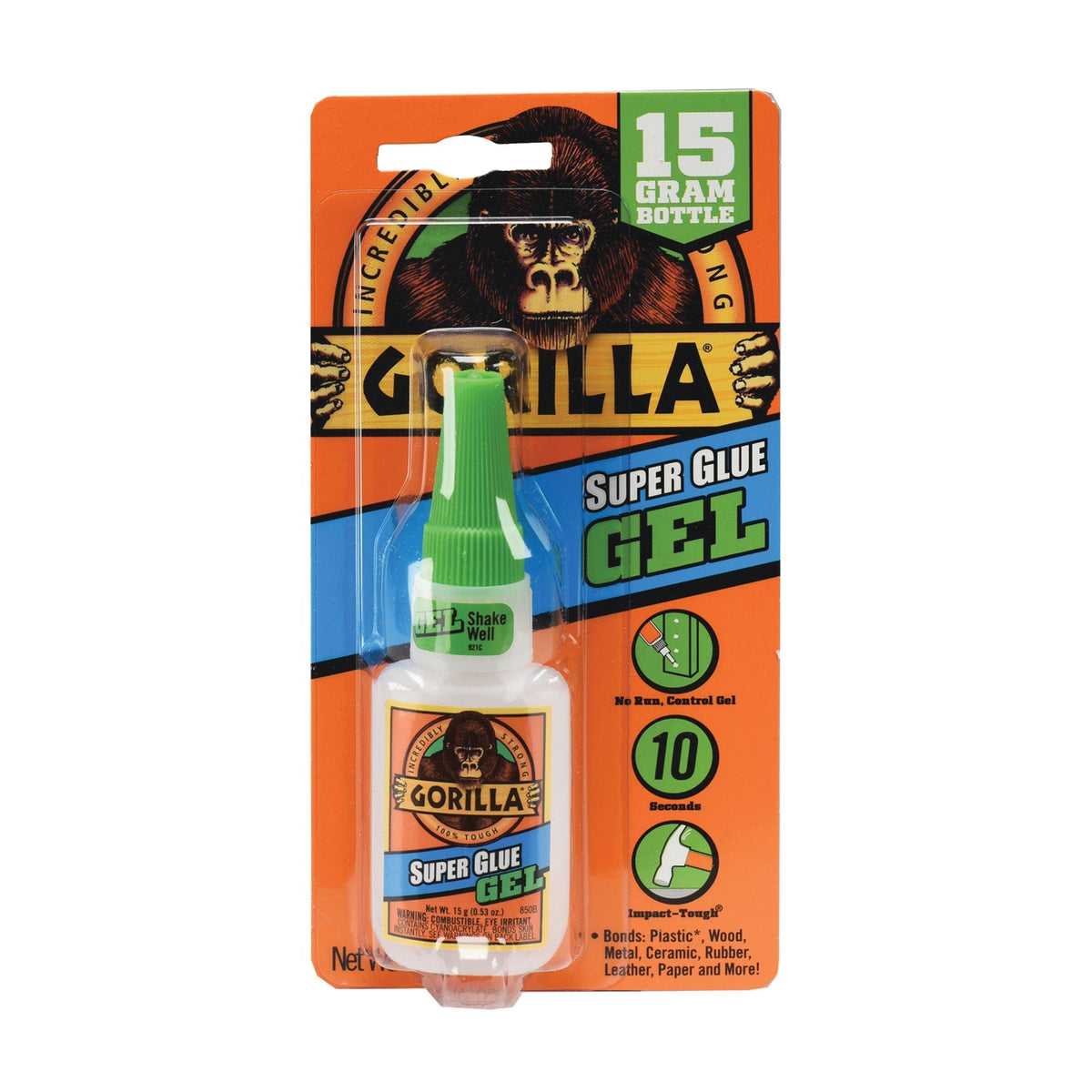 Gorilla 7600103 Super Glue, Liquid, Irritating, Straw/White Water, 15 g Bottle