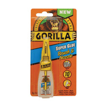 Load image into Gallery viewer, Gorilla 7500102 Super Glue Brush and Nozzle, Liquid, Irritating, Straw/White Water, 10 g Bottle
