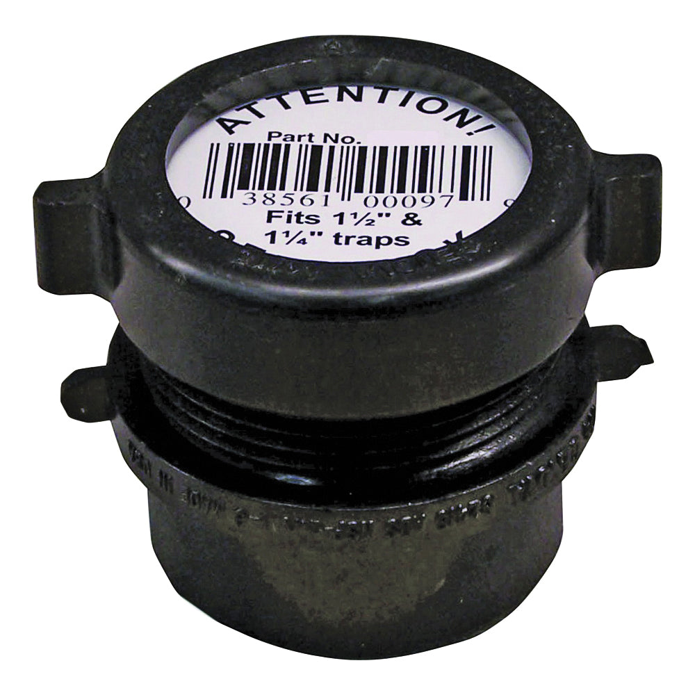 GENOVA 800 Series 82315 Fitting Trap Pipe Adapter, 1-1/2 in, Spigot x Slip-Jamnut, ABS, Black, SCH 40 Schedule