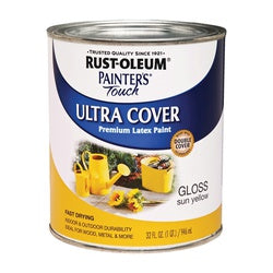Painter&#39;s Touch Ultra Cover 1945502 Interior Paint, Gloss, Sun Yellow, 1 qt, Can, Resists: Chip, Fade, Water Base