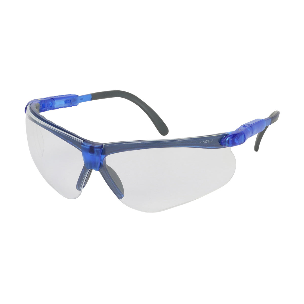 SAFETY WORKS 10041055 Padded Brow Guard Safety Glasses, Anti-Fog, Anti-Scratch Lens, Polycarbonate Lens, Blue Frame