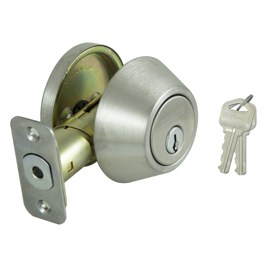 ProSource Signature Series Deadbolt, 3 Grade, Stainless Steel, 2-3/8 to 2-3/4 in Backset, KW1 Keyway