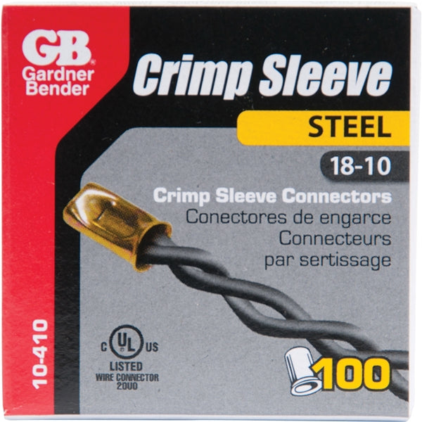 GB 10-410C Crimp Connector, 10 to 18 AWG Wire, Steel Contact, Silver