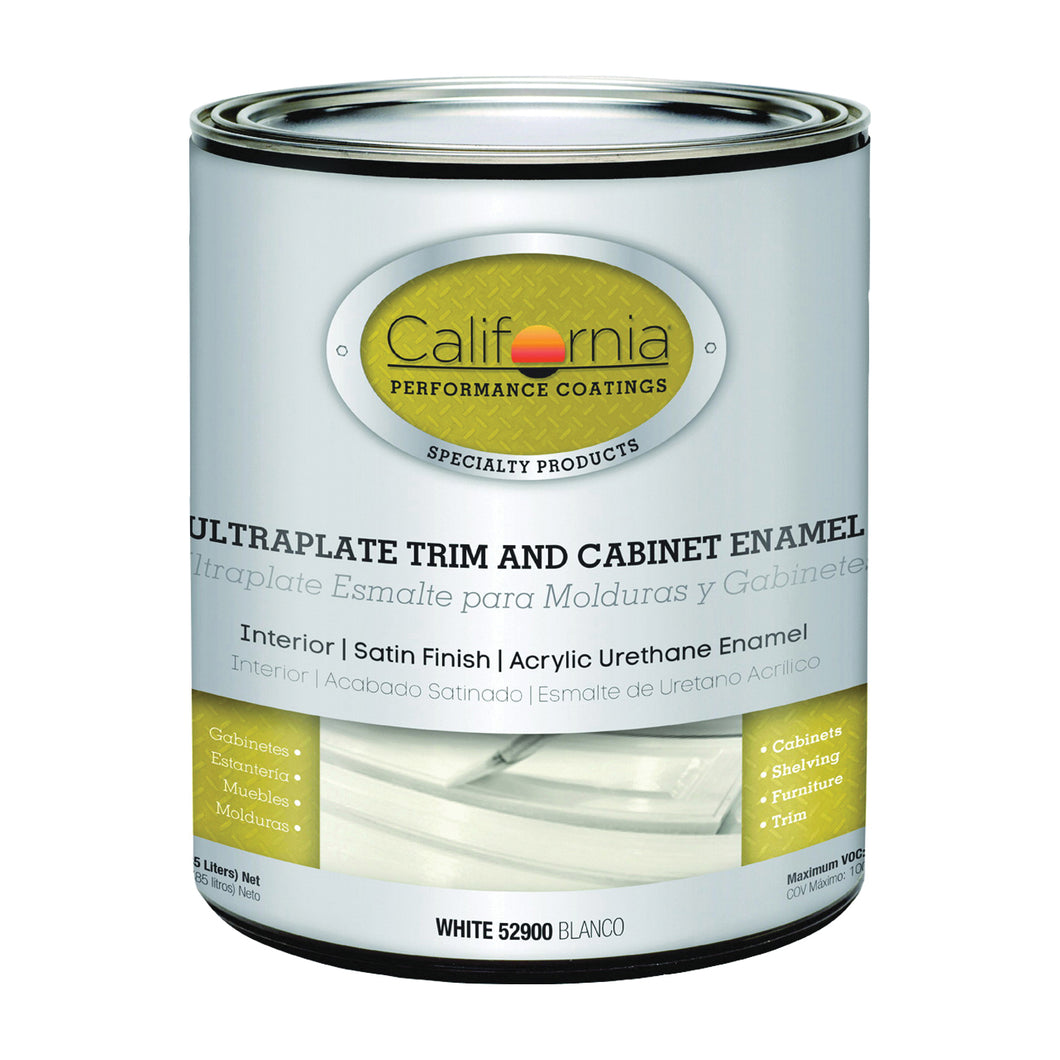 California Paints 52911-4-E Cabinet/Door and Trim Paint, Satin, White, 1 qt, Can, Resists: Chip, Water Base
