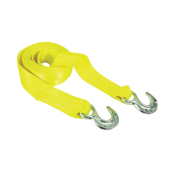 KEEPER 89815-10A Emergency Tow Strap, 12,000 lb, 2 in W, 15 ft L, Hook End, Yellow