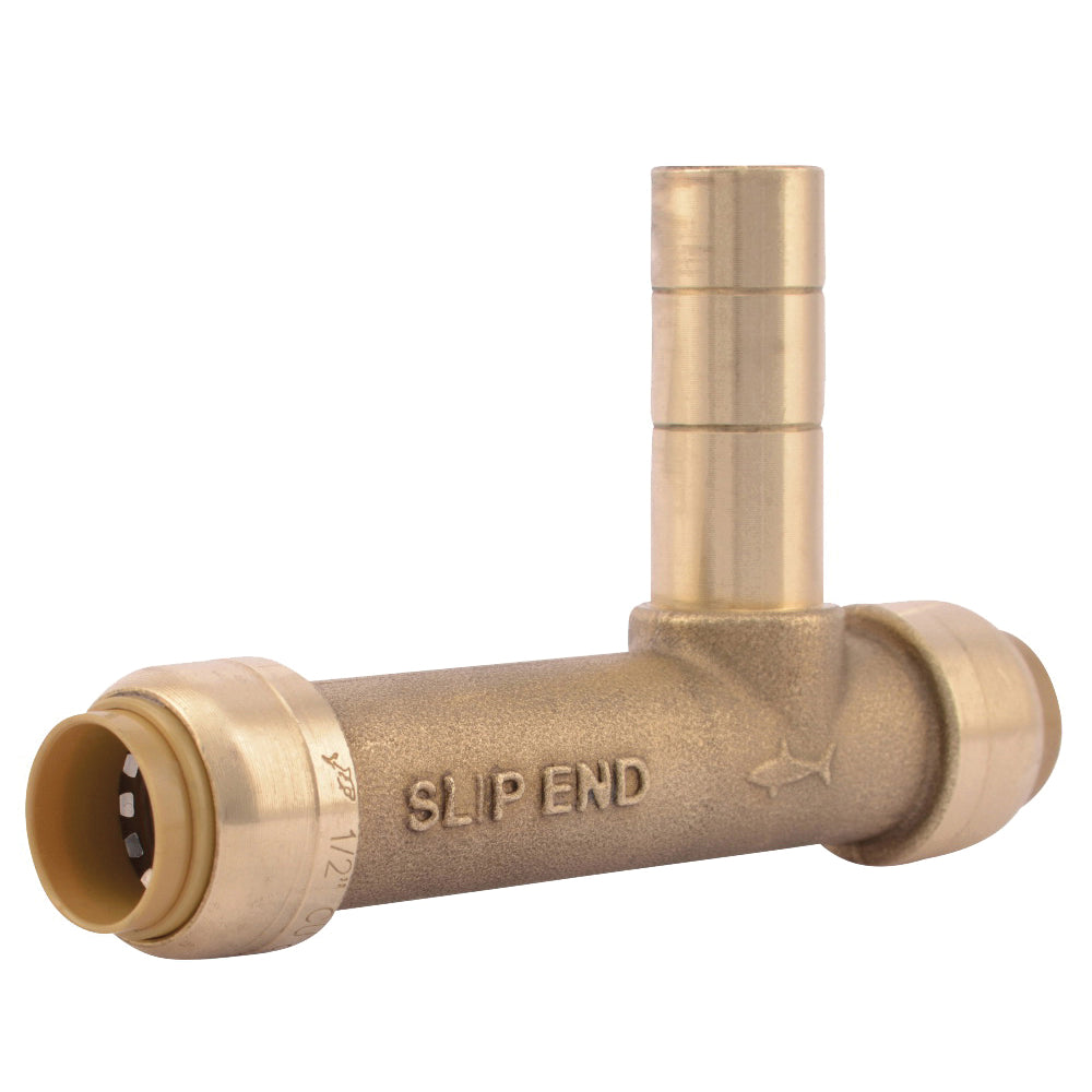 SharkBite U4482LFA Adapter Service Pipe Tee, 1/2 in, Push-Fit, DZR Brass, 200 psi Pressure