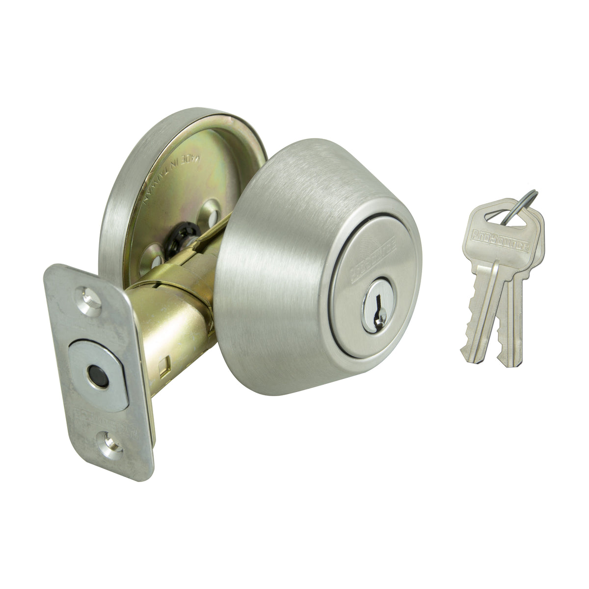 ProSource Signature Series Deadbolt, 3 Grade, Stainless Steel, 2-3/8 to 2-3/4 in Backset, KW1 Keyway