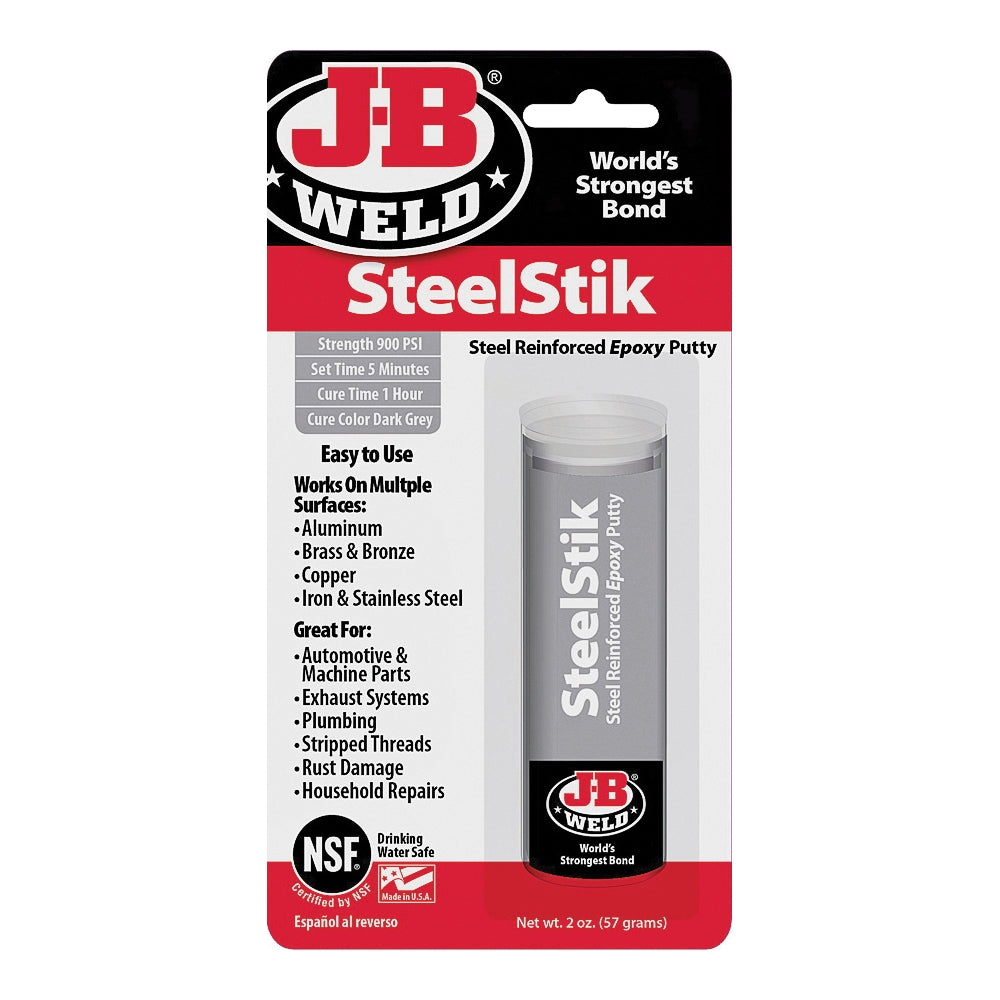 J-B WELD 8267 Epoxy Putty Stick, Black/Dark Gray, Solid, 2 oz Stick Pack