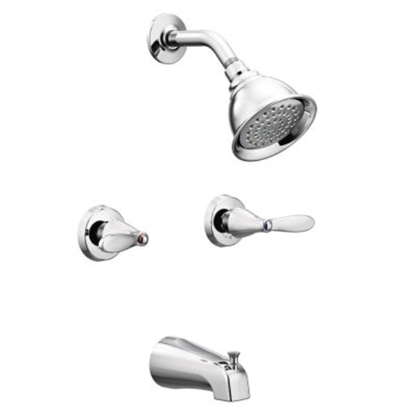 Moen Adler Series 82602/82402 Tub and Shower Faucet, Standard Showerhead, 1.75 gpm Showerhead, Diverter Tub Spout, Metal