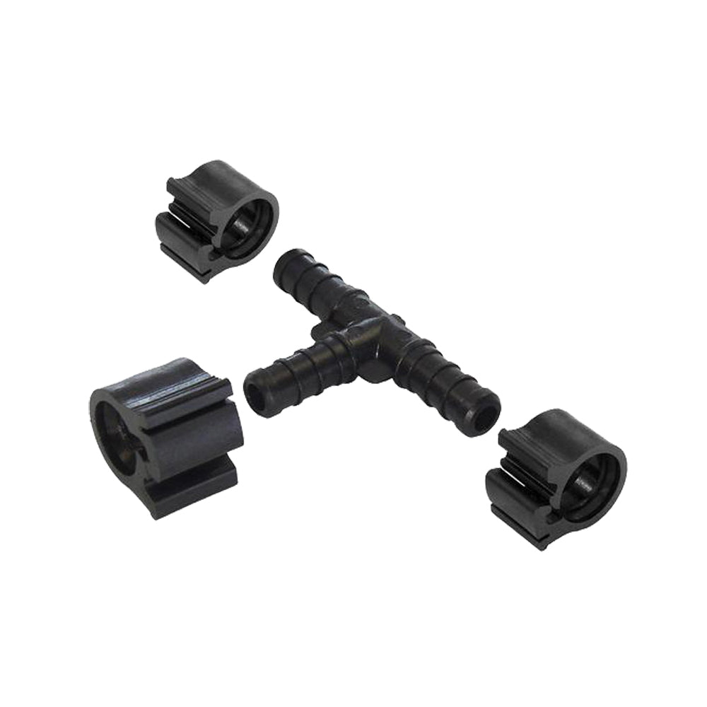 Flair-It PEXLOCK 30831 Pipe Tee with Clamp, 3/8 in, Black, 100 psi Pressure