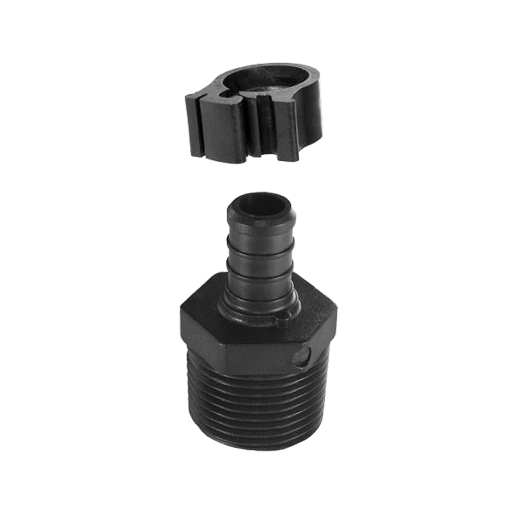Flair-It PEXLOCK 30868 Pipe Adapter, 1/2 x 3/4 in, PEX x MPT, Polysulfone, Black, 100 psi Pressure
