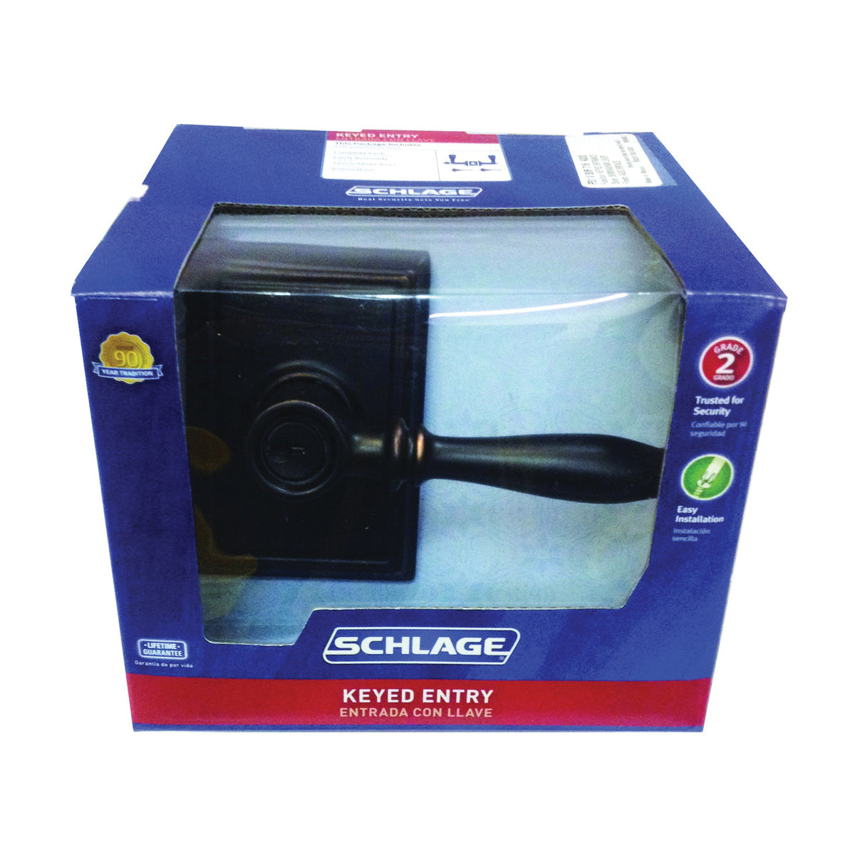 Schlage Birmingham Series F51A VBIR716ADD Entry Lever Lockset with Addison Trim, Brass, Aged Bronze