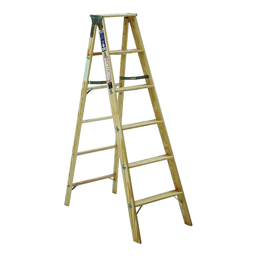 MICHIGAN LADDER 1311-06 Step Ladder, 6 ft H, Type I Duty Rating, Wood, 250 lb