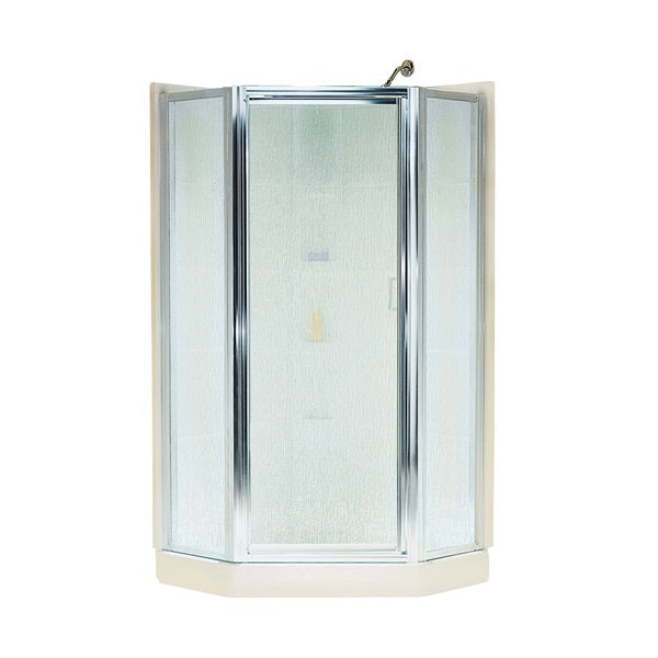 Sterling Intrigue Series SP2276A-38S Shower Door, Rain Glass, Tempered Glass, Aluminum Frame, Stainless Steel