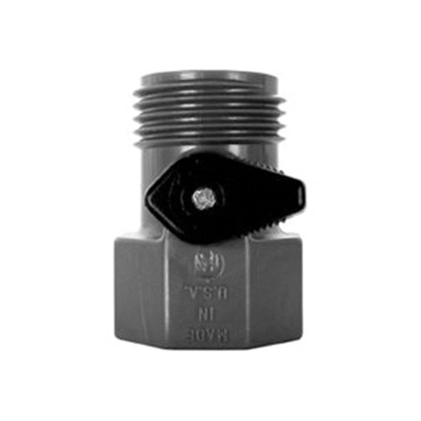 VALLEY INDUSTRIES GHV-1-BLK-CSK Shut-Off Garden Hose Valve, FGHT x MGHT, 60 psi Pressure, Nylon