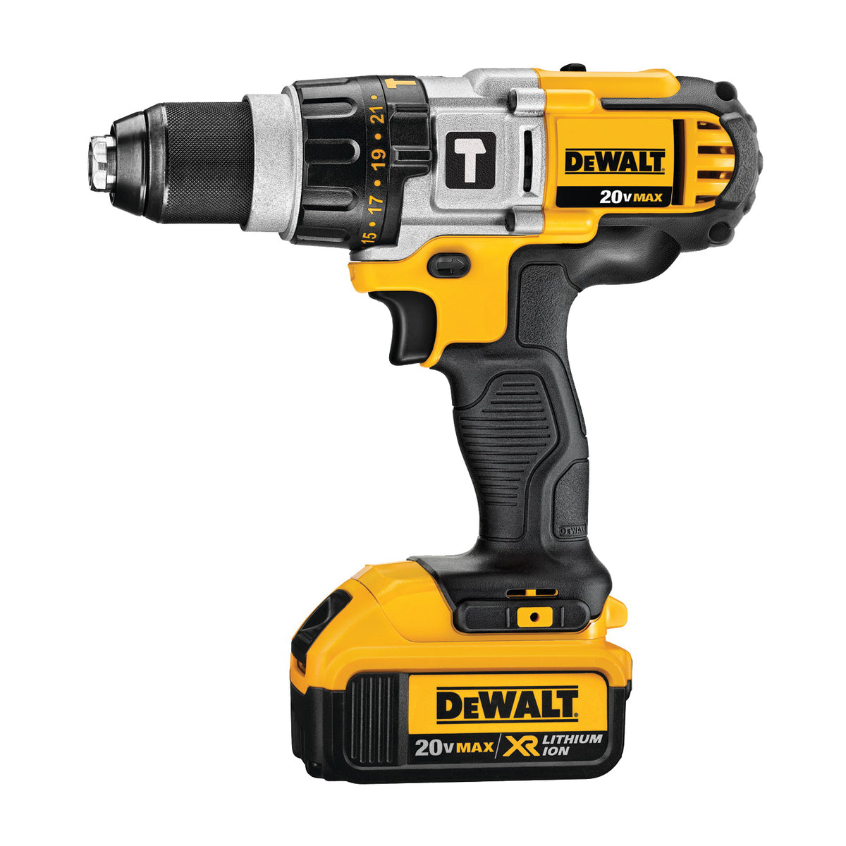 DeWALT DCD985M2 20V Max Premium 3-Speed Hammerdrill Kit (Includes (2) 20V Max XR Batteries, Charger, Side Handle, and Kit Box)