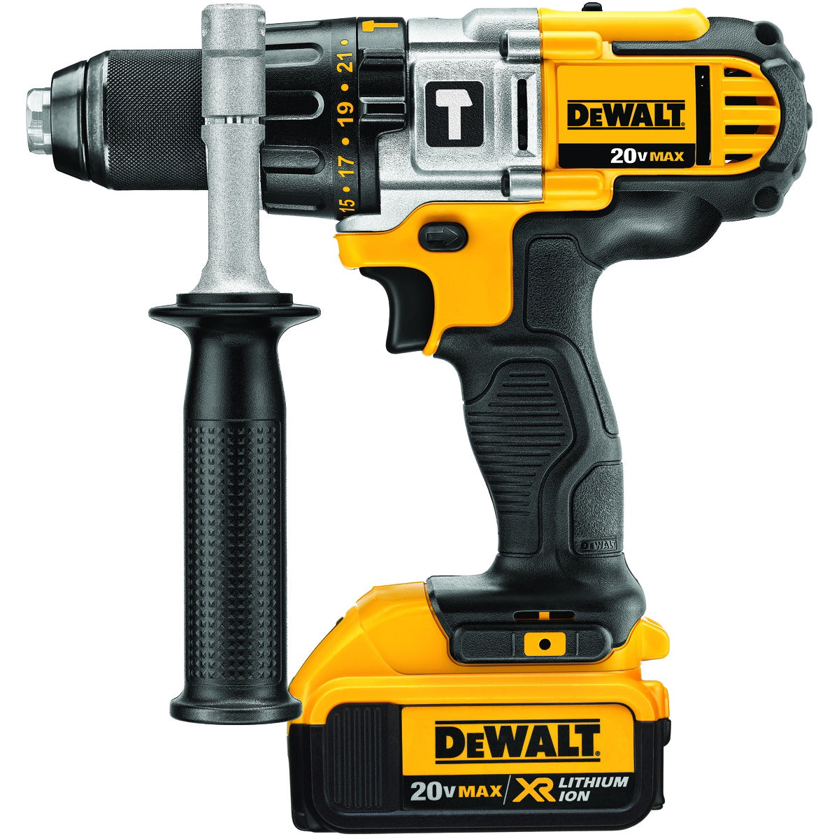 DeWALT DCD985M2 20V Max Premium 3-Speed Hammerdrill Kit (Includes (2) 20V Max XR Batteries, Charger, Side Handle, and Kit Box)