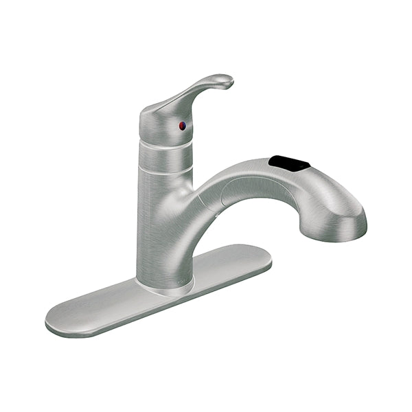 Moen Renzo Glacier CA87316SRS Kitchen Faucet, 1.5 gpm, 1-Faucet Handle, Stainless Steel, Stainless Steel, Deck Mounting