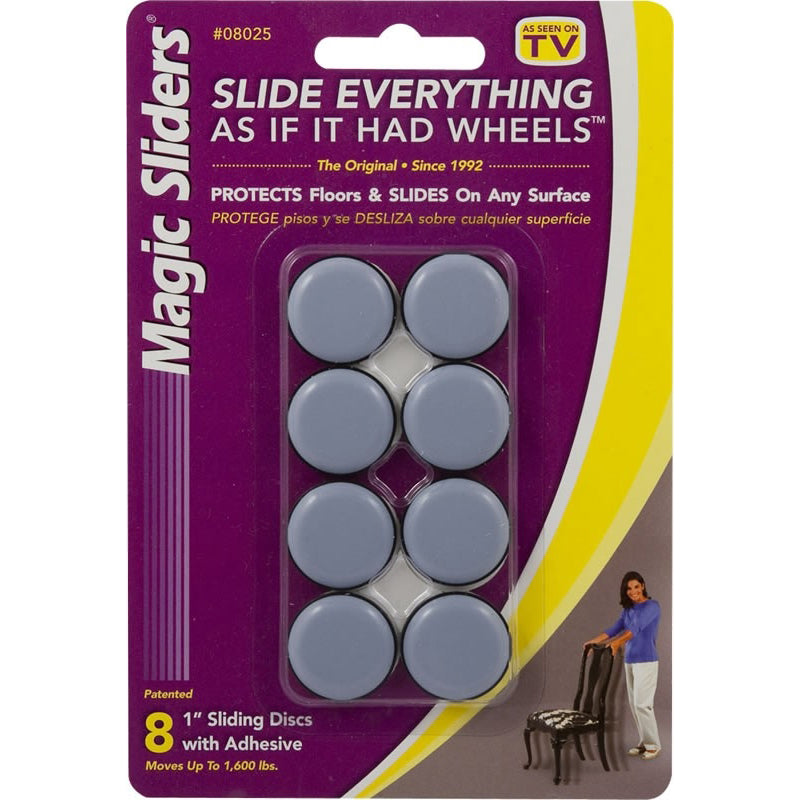 MAGIC SLIDERS 08025 Furniture Slide Glide, 1600 lb, Plastic, Gray, Polymer-Coated