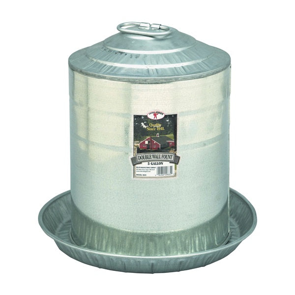 Little Giant 9835 Poultry Fount, 5 gal Capacity, Galvanized Steel, Floor, Ground Mounting