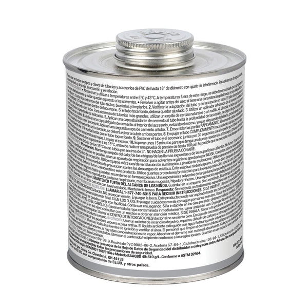 Oatey 31122 Solvent Cement, 32 oz Can, Liquid, Gray