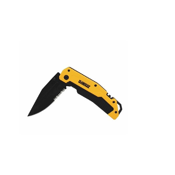 DeWALT DWHT10313 Pocket Knife, 3-1/4 in L Blade, 1-1/4 in W Blade, Stainless Steel Blade, 1-Blade, Black/Yellow Handle