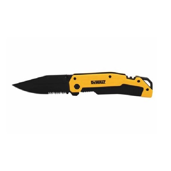 DeWALT DWHT10313 Pocket Knife, 3-1/4 in L Blade, 1-1/4 in W Blade, Stainless Steel Blade, 1-Blade, Black/Yellow Handle