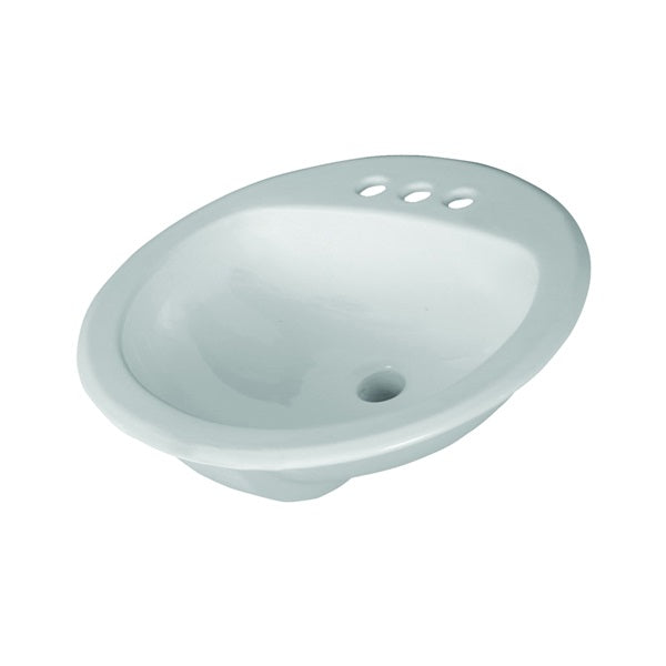 American Standard Rondalyn 0491019.020 Countertop Sink, Round Basin, 3-Deck Hole, 19-1/8 in OAW, 7.79 in OAH, White