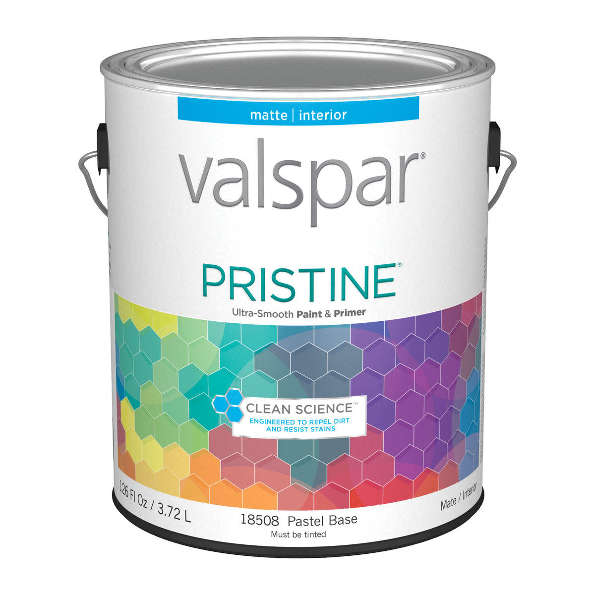Valspar Pristine 18500 Series 027.0018508.005 Interior Paint, Matte, Pastel, 1 qt, Can, Latex Base, Resists: Stain